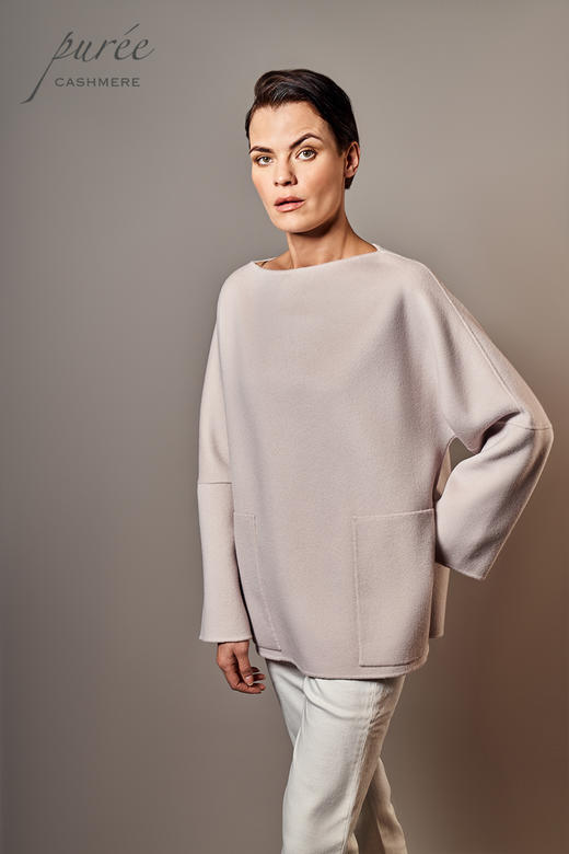 #0115「SIDE SLIT BLOUSE   」100% CASHMERE 单侧开衩套头短大衣 商品图2