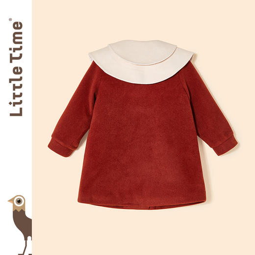 littletime女童呢子外套秋冬装2021冬季新款撞色儿童呢子大衣 商品图2