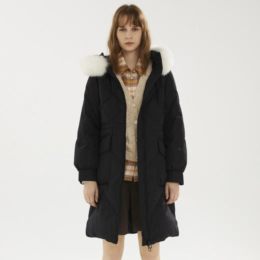 衣恋简约抽绳长款羽绒服EEJDB4VC3C 商品图5