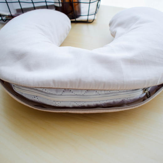 高枕无忧素色全棉U型荞麦枕30*29*9CM   素色纯棉U型护颈椎枕荞麦壳办公午休飞机旅行U形枕头 商品图4