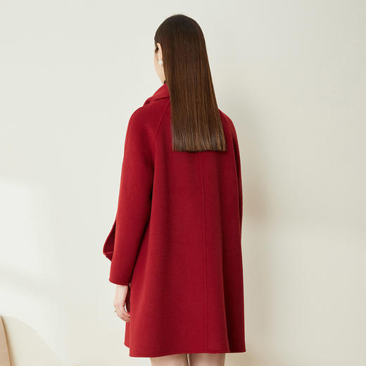 ND93X斯尔丽瑟俪2021秋冬新款优雅流苏围巾领A摆休闲舒适中长女式大衣 商品图1