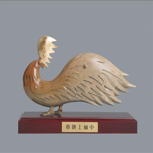 宇达青铜摆件 十二生肖鸡《春晓上林中》创意装饰 家居工艺摆件  高19cm 商品图0