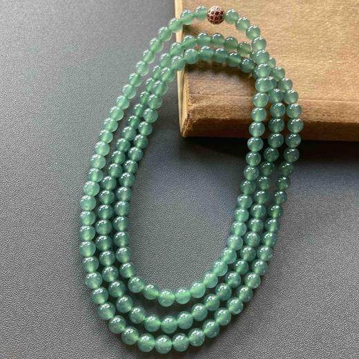 高冰种晴水绿翡翠珠串 商品图1