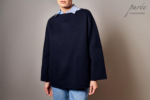 #0115「SIDE SLIT BLOUSE   」100% CASHMERE 单侧开衩套头短大衣 商品图4