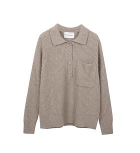 宽松半开襟针织上衣