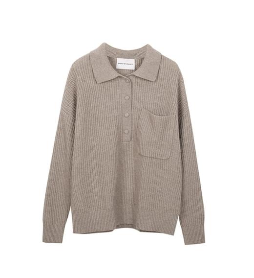 宽松半开襟针织上衣 商品图0