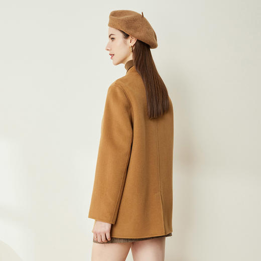 LH9V9斯尔丽瑟俪2021秋冬新款设计感时尚扣直筒显瘦羊毛双面呢短大衣 商品图1