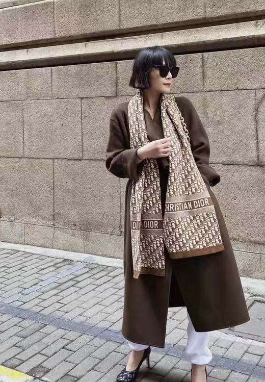 Dior 字母针织围巾-驼色 商品图0