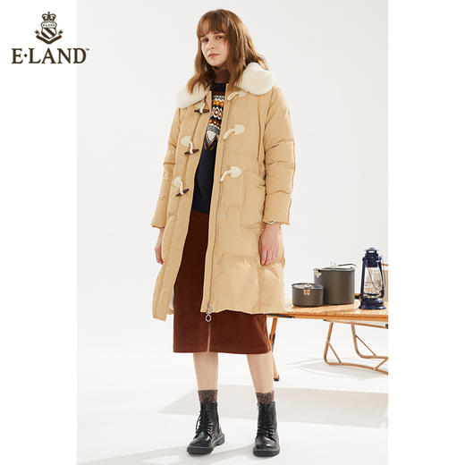 衣恋毛领牛角扣长款羽绒服EEJDB4VC5M 商品图1