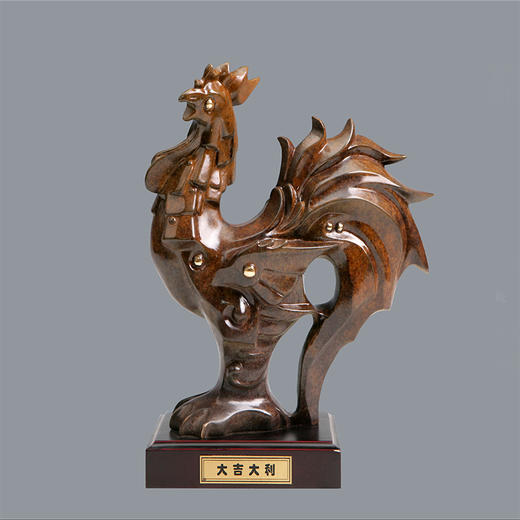 宇达青铜摆件 十二生肖鸡《大吉大利》创意装饰 家居工艺摆件  高27cm 商品图0