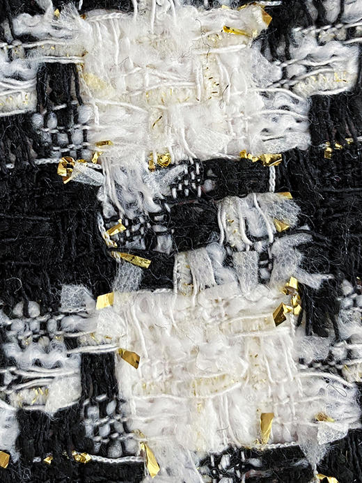 TYNVIE 小风琴领软呢短外套-黑白金线 商品图4