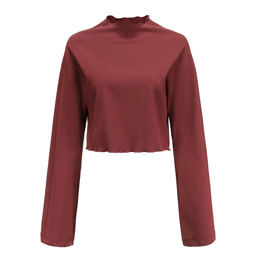 【肌理面料】喇叭袖春秋木耳边宽松休闲长袖T恤 商品图1