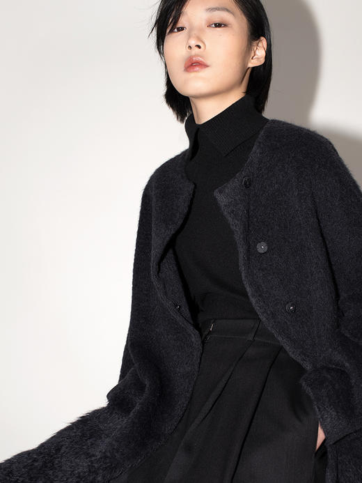 女士2021新款纯山羊绒开叉高领套头衫 商品图2