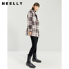 NEELLY纳俪格子毛呢外套女士秋冬季修身双排扣大衣格纹通勤百搭 商品缩略图2