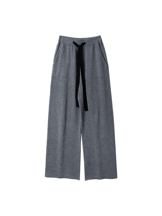 女士2021新款羊毛混纺重磅加厚长款阔腿针织裤 商品图4