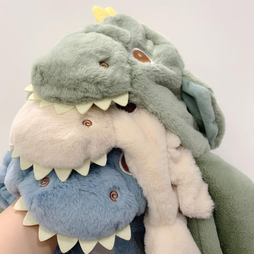 【一捏“就会动”】儿童帽子围巾套装冬季加厚毛绒一体帽男女童可爱恐龙套帽冬 商品图2