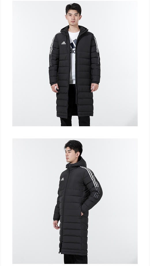 Adidas阿迪达斯男装可女穿羽绒服 2021冬季新款运动服保暖休闲长款连帽羽绒夹克外套 GM5245/黑色/男女同款 商品图0