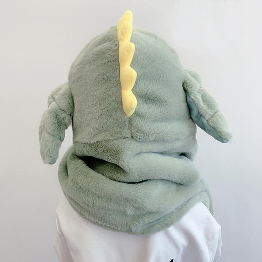 【一捏“就会动”】儿童帽子围巾套装冬季加厚毛绒一体帽男女童可爱恐龙套帽冬 商品图1