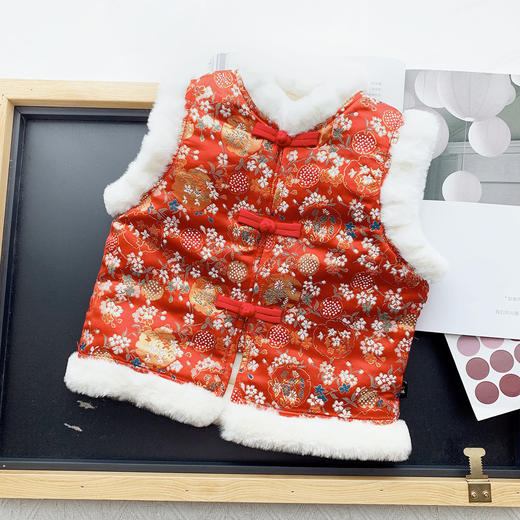 【国风马甲 保暖御寒】A类婴儿拜年服马甲秋冬宝宝冬款儿童中国风背心唐装嘟嘟家拜年服 商品图5