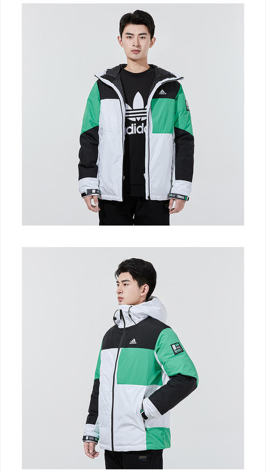 阿迪达斯羽绒服男装adidas 2021冬季新款户外运动服饰撞色男士休闲宽松连帽夹克上衣防寒保暖外套 H13871  商品图0
