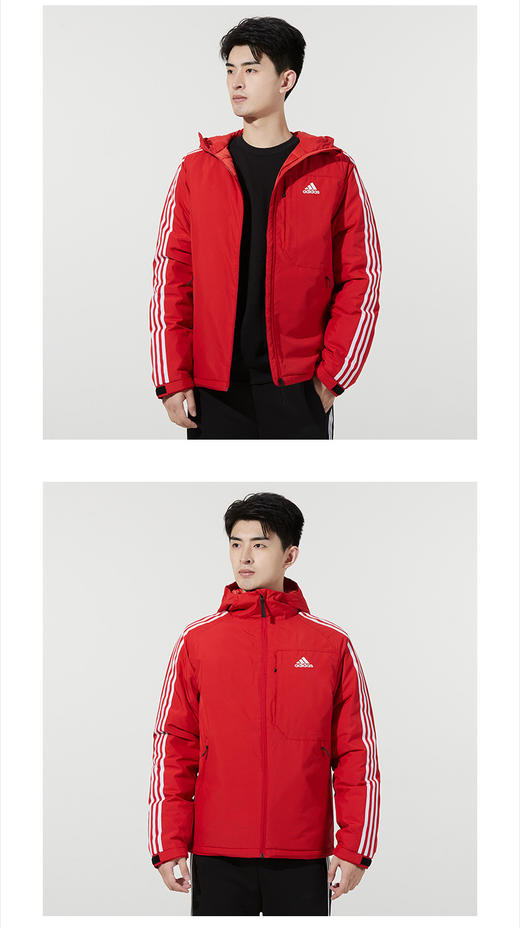 adidas阿迪达斯羽绒男装 2021冬季新款户外时尚运动服休闲防风保暖连帽羽绒夹克外套 H23082/本命年红色 商品图0