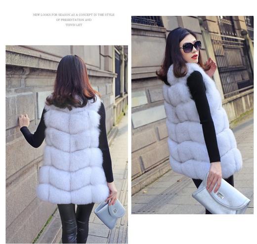 秋冬新款仿狐狸毛中长款休闲外套马甲 商品图5