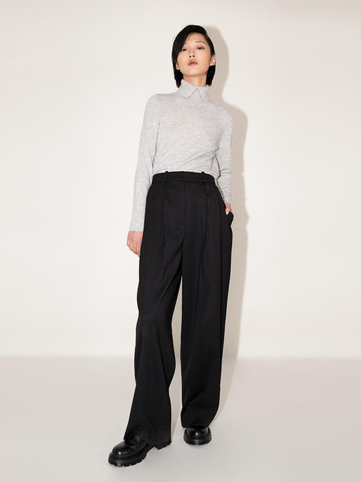 女士2021新款纯山羊绒开叉高领套头衫 商品图1