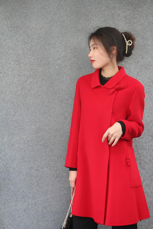 【伯妮斯茵】端庄优雅复古盘扣毛呢大衣 6C4306 商品图1