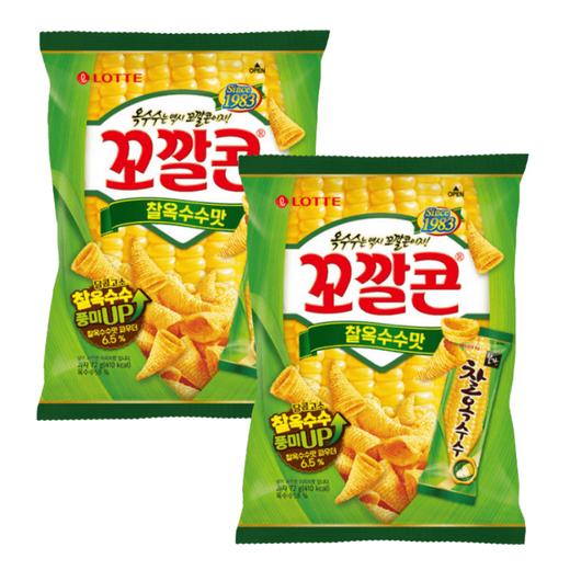 [2捆绑]乐天 帽形玉米酥粘玉米味72g*2 商品图0