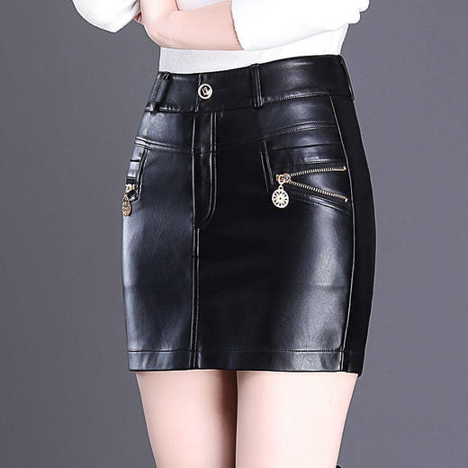 TZW-前裙后裤皮短裤裙女秋冬高腰PU皮短裤女裤子女宽松显瘦 商品图0