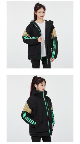 阿迪达斯三叶草女装上衣 2021冬季新款户外保暖羽绒服防风舒适连帽夹克运动服休闲外套H64176