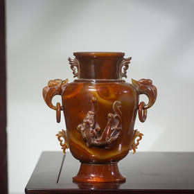 清 玛瑙活环龙纹赏瓶