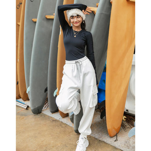 【高弹面料】带手袖 隐藏拉链口袋秋冬健身服长袖速干T恤-不带胸垫 商品图2