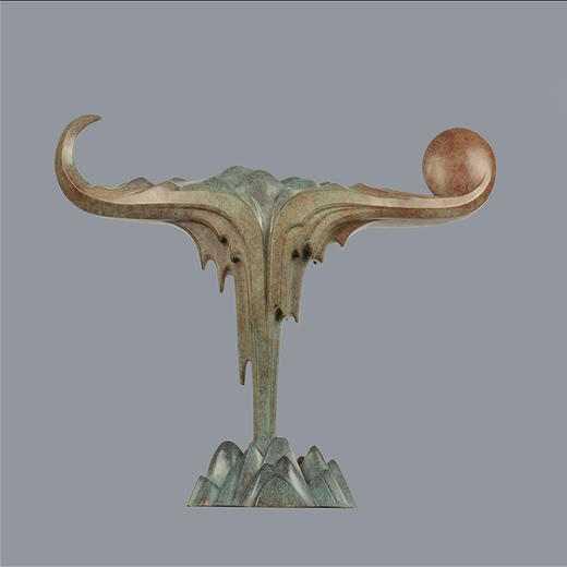 宇达青铜全铜摆件《顶天立地 日月增辉》玄关 创意装饰 家居工艺摆件 商品图0