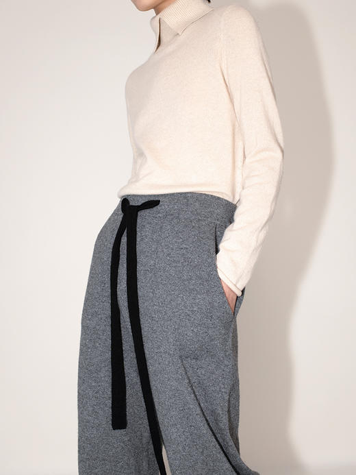 女士2021新款羊毛混纺重磅加厚长款阔腿针织裤 商品图2