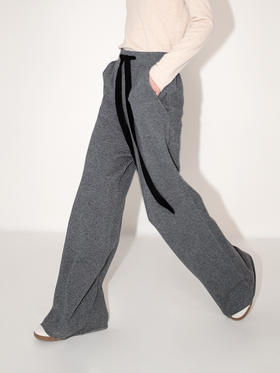 女士2021新款羊毛混纺重磅加厚长款阔腿针织裤