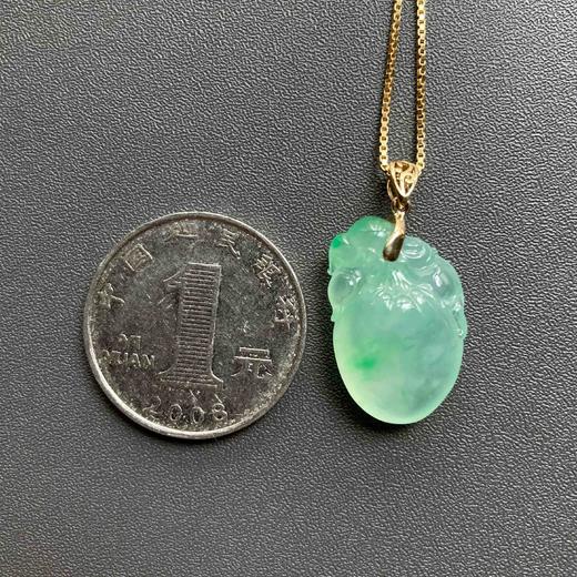 高冰种厚庄阳绿翡翠桃子金猴捧寿 商品图5