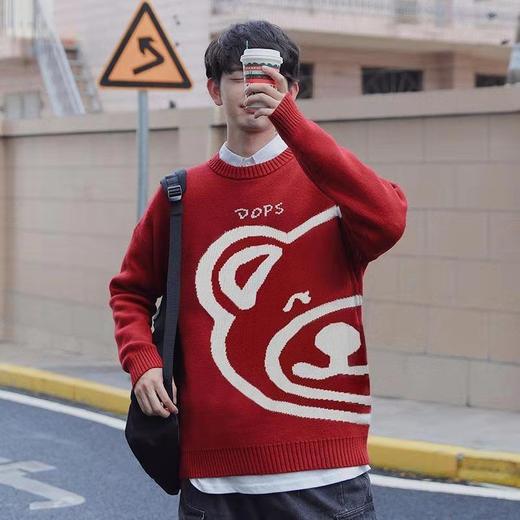 衫岛冬季跨新年情侣毛衣女韩版ins宽松慵懒风小熊针织衫上衣 商品图3