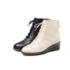 冬季坡跟圆头短靴女大码黑色米白色绒里中跟女靴RB-XYMk467 商品缩略图4