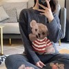 睡衣女秋冬季长款珊瑚绒加绒加厚小熊宽松睡裙学生宿舍家居服套装 商品缩略图0
