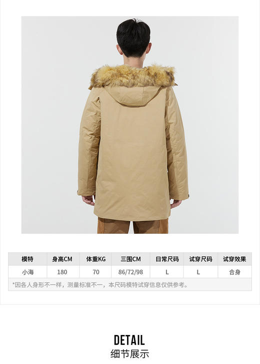 adidas男装羽绒服 2021冬季新款保暖运动时尚大毛领工装休闲夹克外套H20766  商品图1