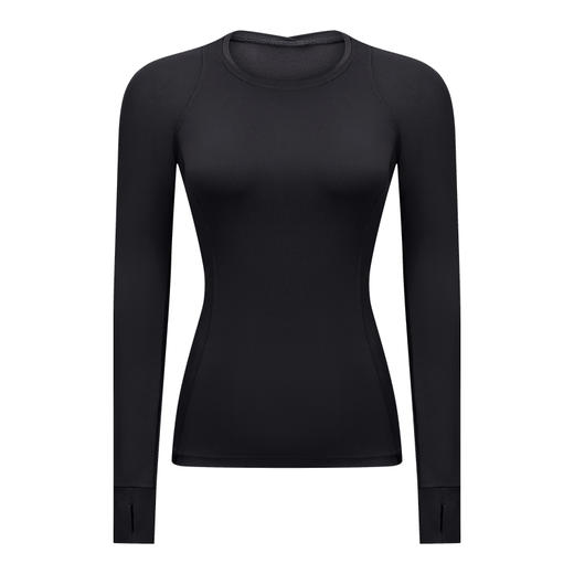 【高弹面料】带手袖 隐藏拉链口袋秋冬健身服长袖速干T恤-不带胸垫 商品图4