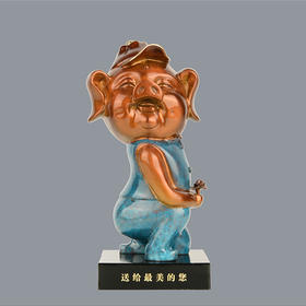 宇达青铜摆件 十二生肖猪《送给最美的您》创意装饰 家居工艺摆件  高29.5cm