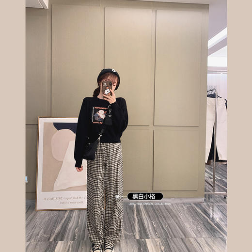 金蘑菇菇【 伯克利格子裤】洋气格子裤宽松休闲拖地裤女 商品图5