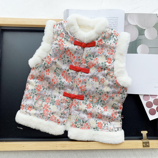 【国风马甲 保暖御寒】A类婴儿拜年服马甲秋冬宝宝冬款儿童中国风背心唐装嘟嘟家拜年服 商品图7