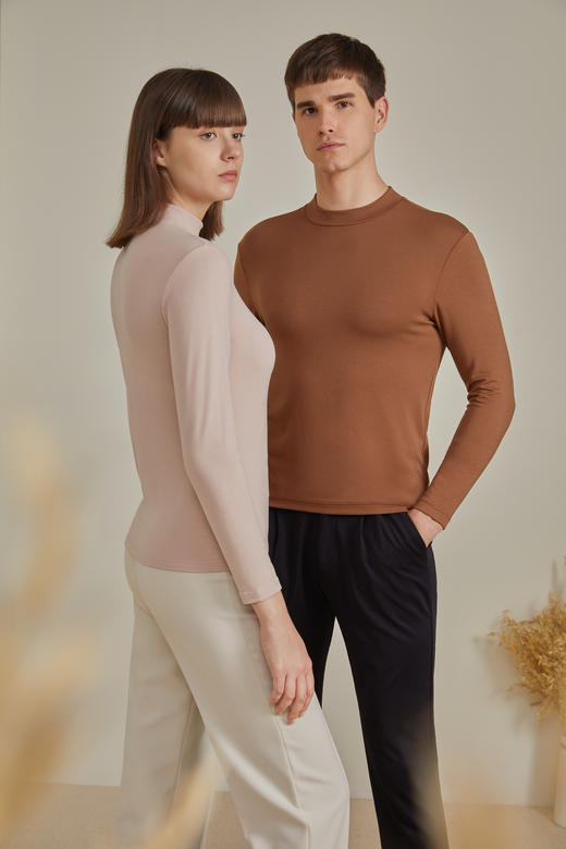 皮尔卡丹燕麦蛋白男女半高领打底衫 商品图0