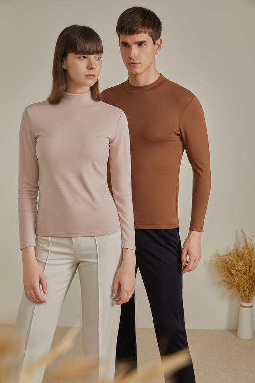 皮尔卡丹燕麦蛋白男女半高领打底衫 商品图1