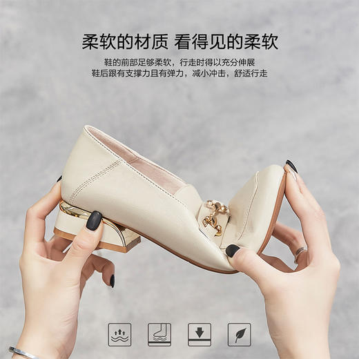 ZHR2022春季新款百搭单鞋粗跟英伦小皮鞋一脚蹬乐福鞋女 商品图4