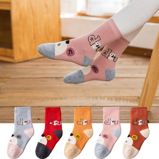 【5双装 不惧严寒 锁住温度】儿童毛圈袜加绒加厚独立包装儿童袜 秋冬新款字母保暖儿童中筒袜 商品图6