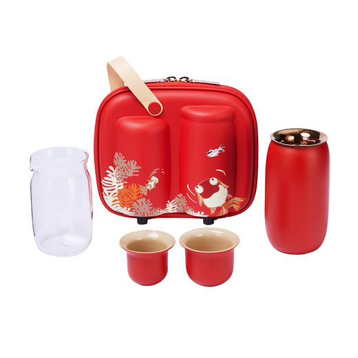 澜沧古茶新春茶具四件套容月（珊瑚红） 商品图4